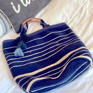 Ann Taylor Navy/White Striped Tote